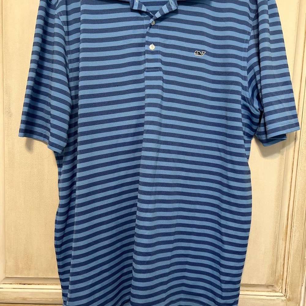 Vineyard Vines Men's Blue Striped Polo